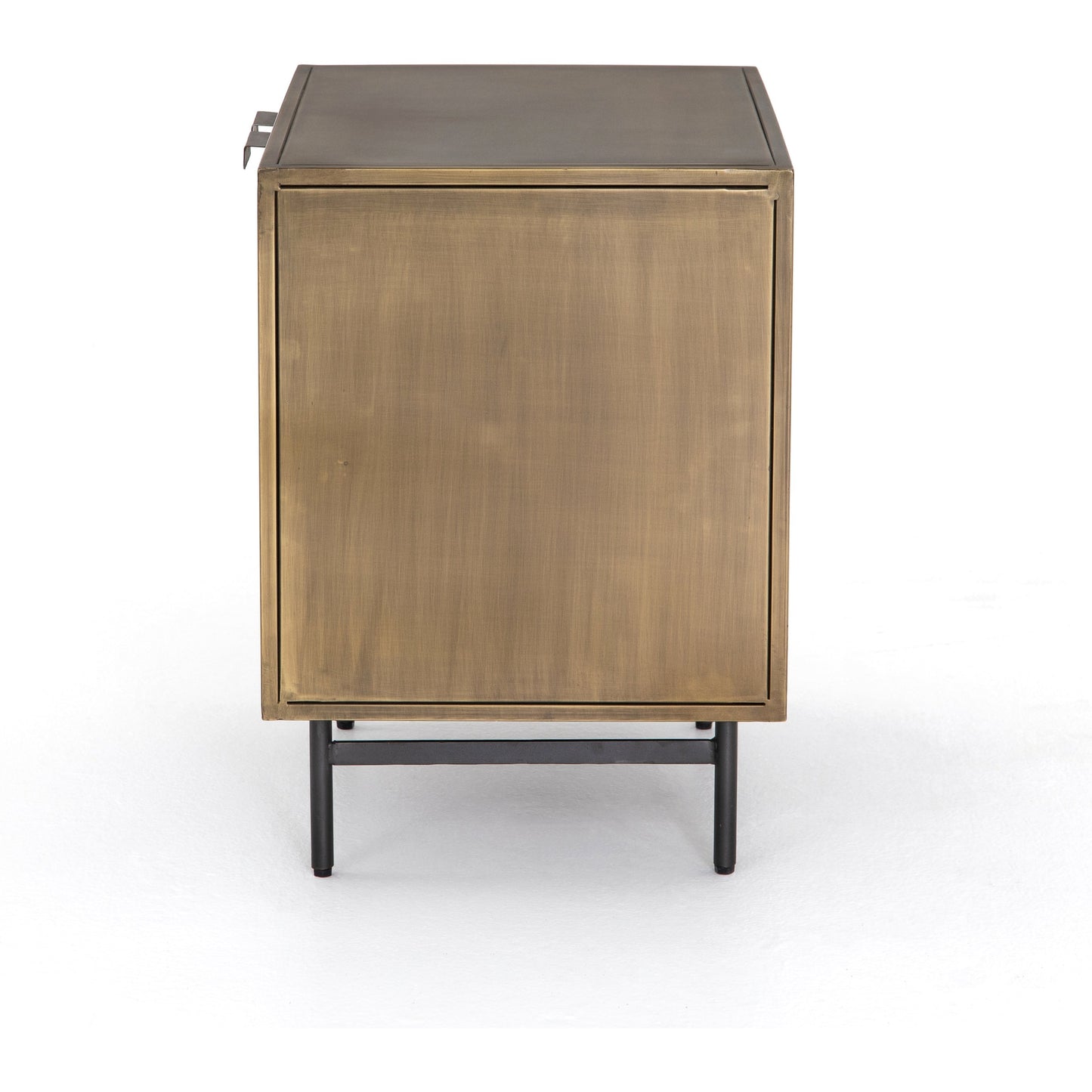 004 SR-369245 | Additional Silo | Sunburst Cabinet Nightstand by Four Hands in sunburst etched aged brass, gunmetal, aged brass and sunburst etched aged brass pc, gunmetal, aged brass pc. Made from iron in a modern style.