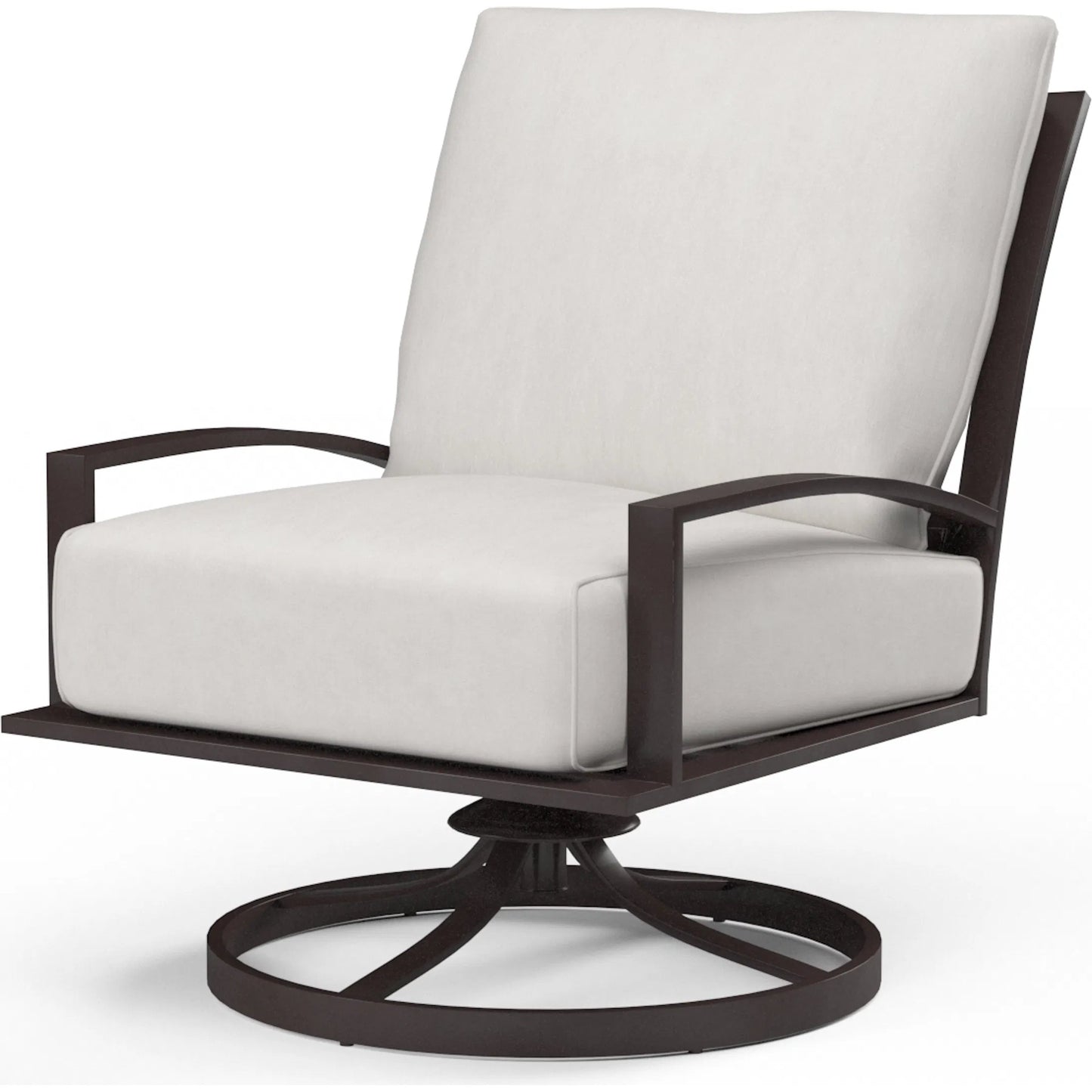 001 SI-2167000 | Primary Silo | La Outdoor Jolla Club Swivel Chair by Sunset West in espresso. Made from aluminum in a modern style.