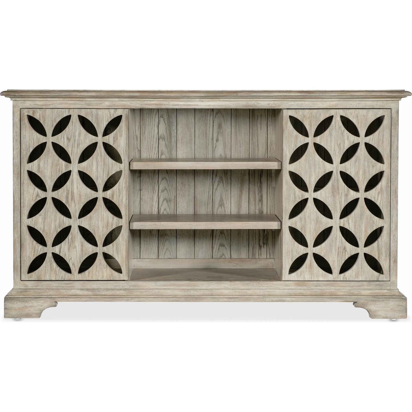 003 SI-2185846 | Additional Silo | Commerce & Market Underhill Entertainment Console by Hooker Furniture in light wood and light gray finish. Made from oak veneers in a modern style.