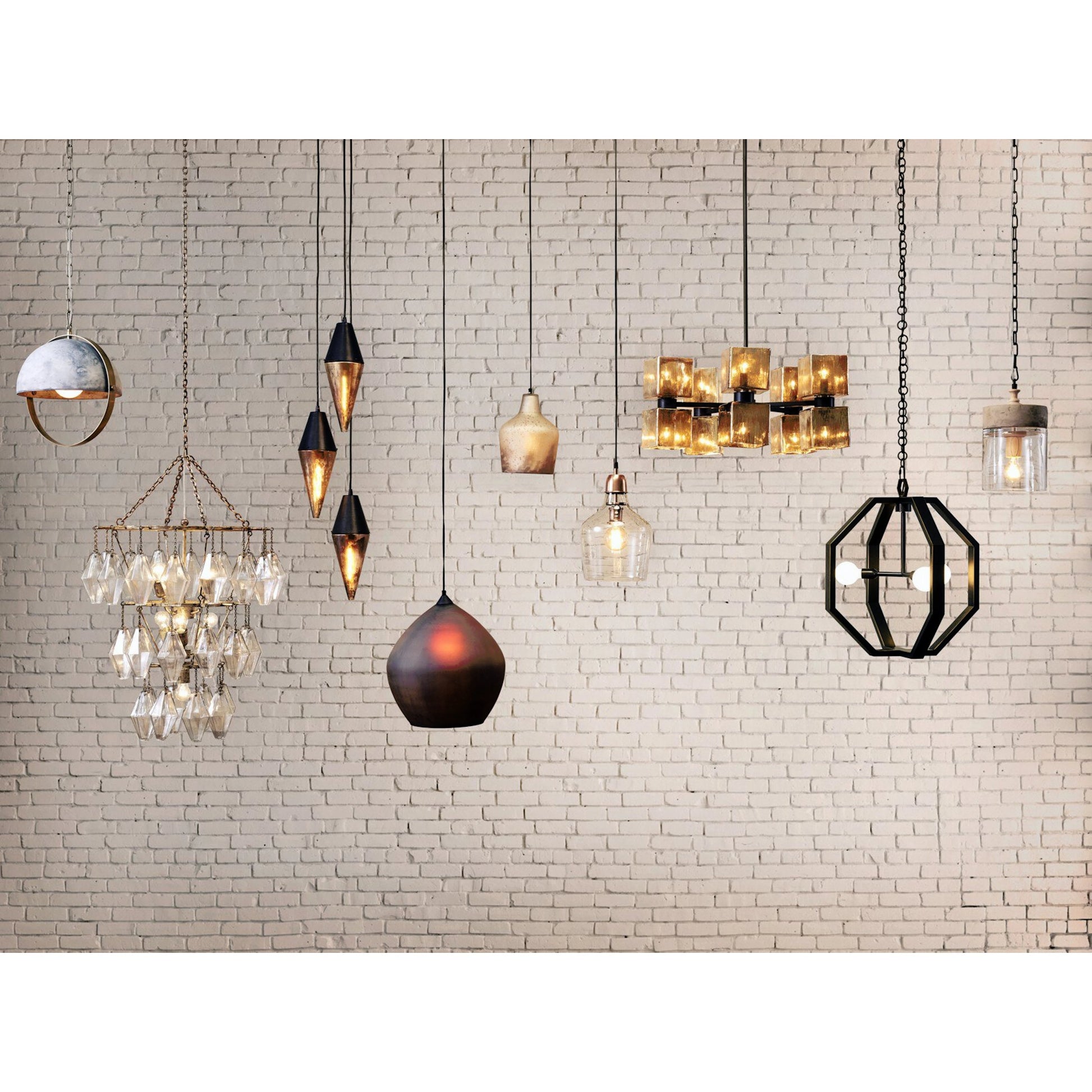 Ava Large Chandelier by Four Hands in antiqued iron, aged metallic glass. Made from iron, glass in a modern style.