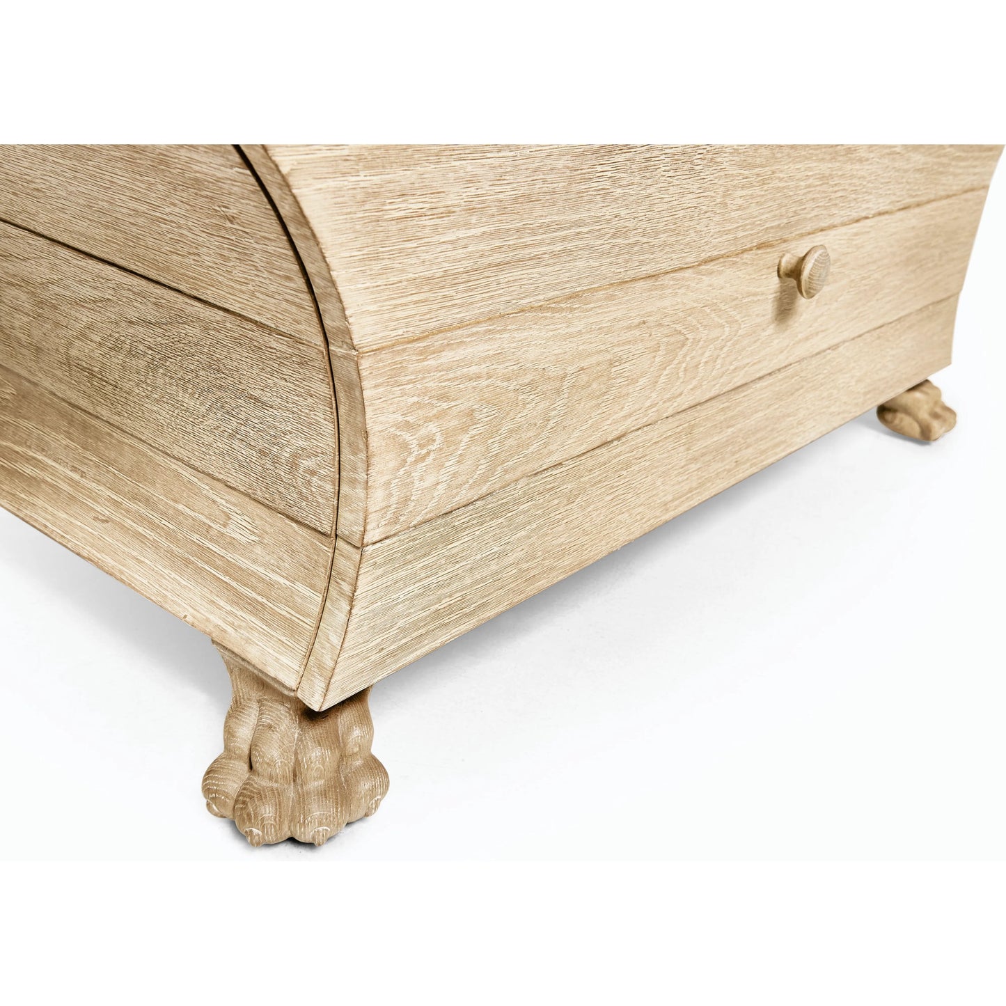 012 SI-2186351 | Closeup | Gatcombe Bombe Chest by Jonathan Charles in light brown and whitewashed acacia. Made from acacia in a modern style.