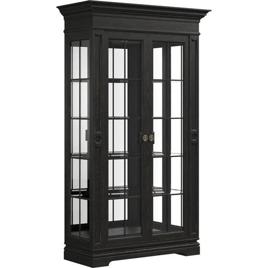 001 SI-2453359 | Primary Silo | Atrium 2 Door Glass Cabinet by A.R.T. Furniture in hand rubbed black, undertones of brown. Made from unique in a traditional style.