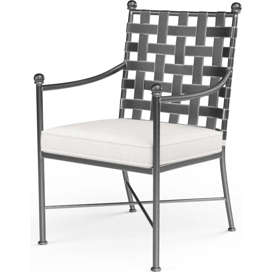 Provence Outdoor Dining Chair by Sunset West in pewter. Made from wrought iron in a modern style.