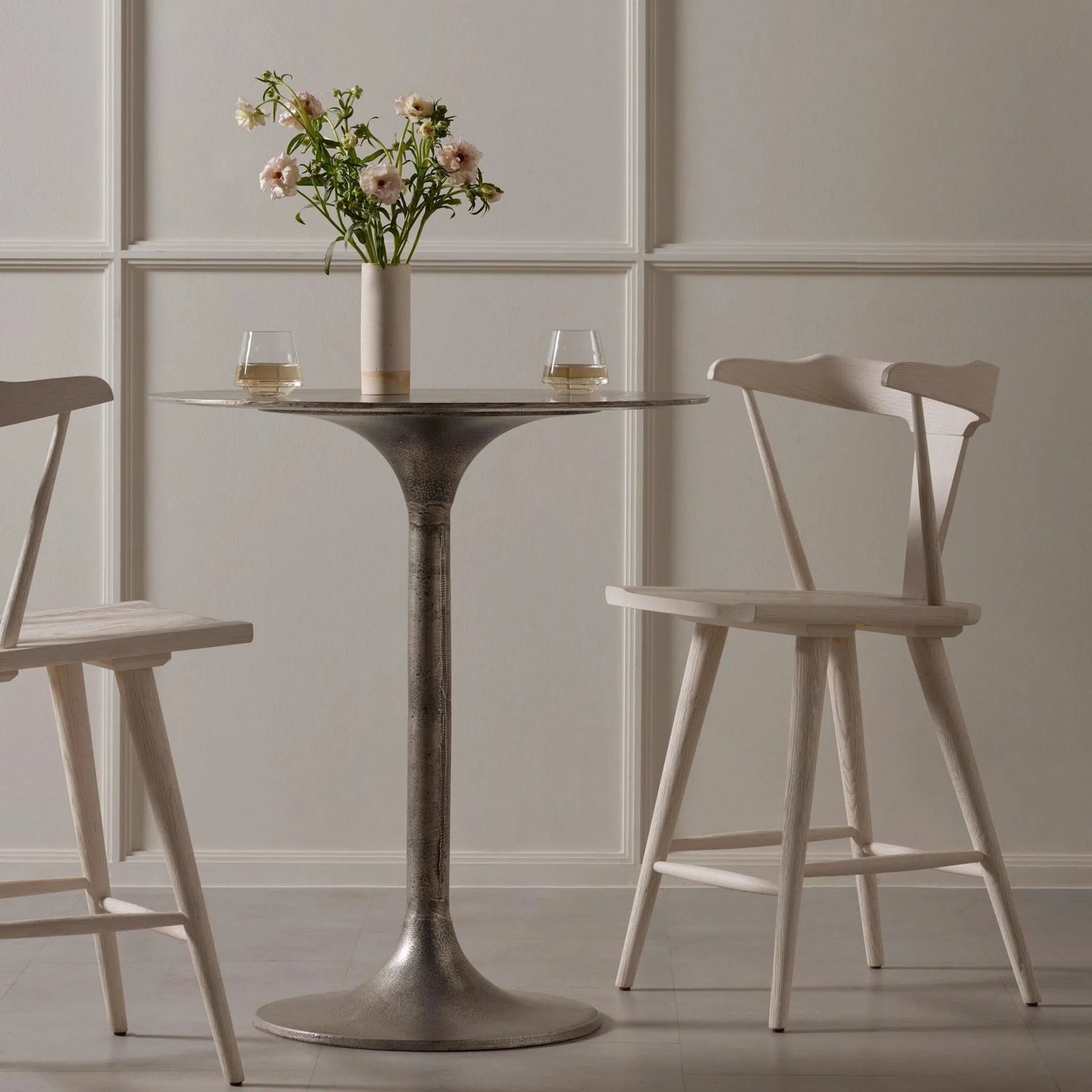 016 SR-810018 | Lifestyle | Simone Counter Table by Four Hands in raw antique nickel. Made from aluminum in a modern style.