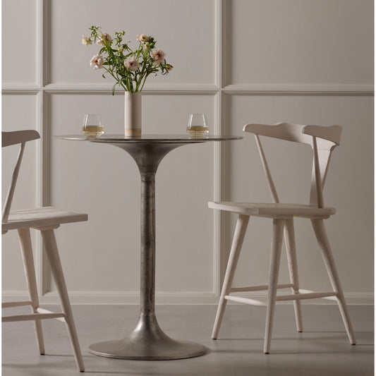 Simone Counter Table by Four Hands in raw antique nickel. Made from aluminum in a modern style.