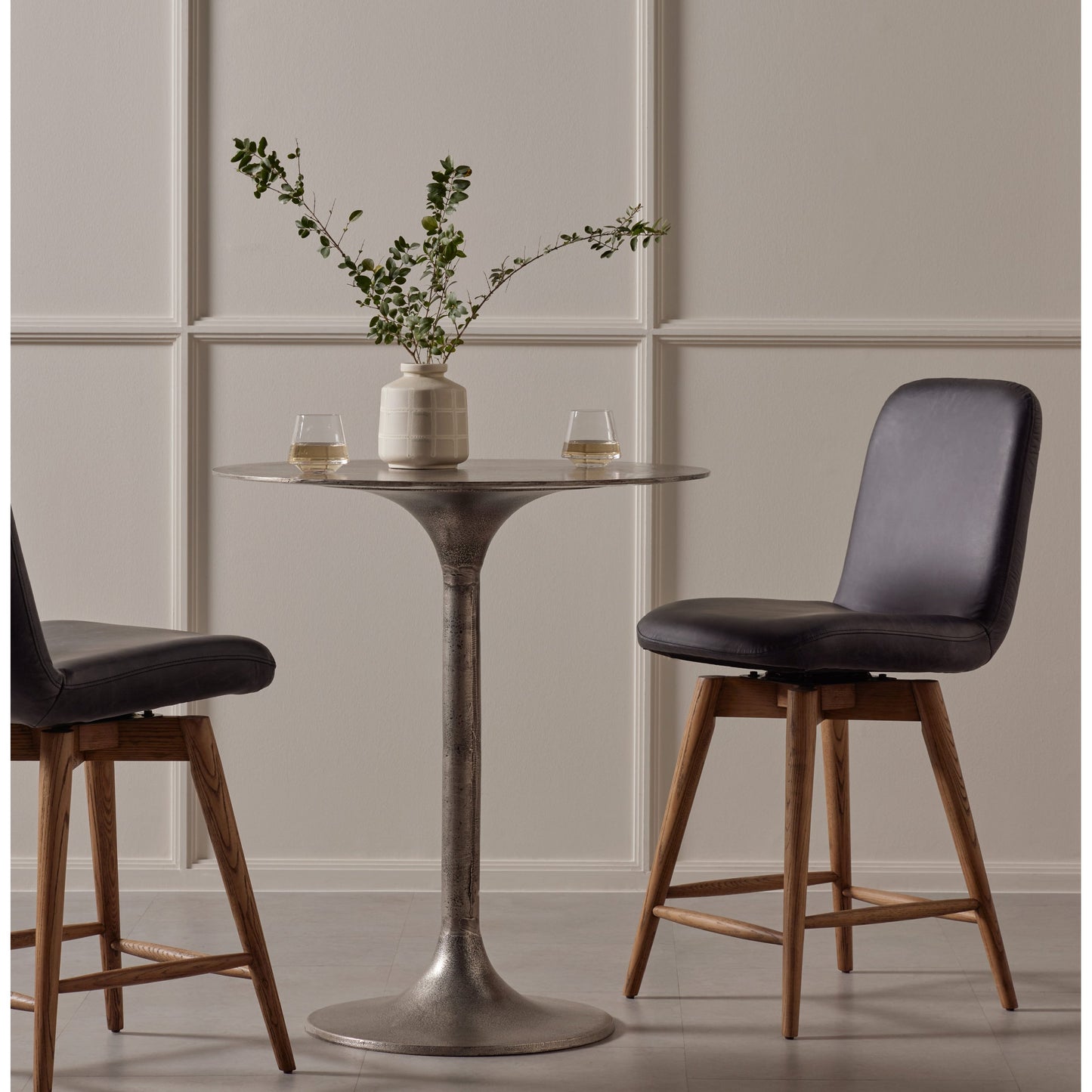 011 SR-810018 | Lifestyle | Simone Counter Table by Four Hands in raw antique nickel. Made from aluminum in a modern style.