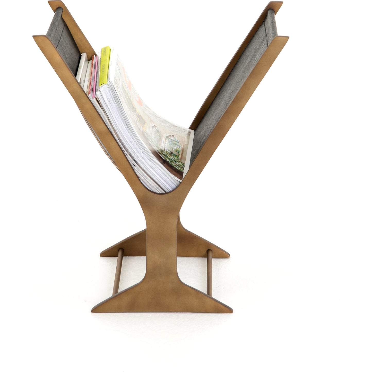 006 SI-1715255 | Additional Silo | Feldman Magazine Rack by Four Hands in rustic brass, perforated black. Made from aluminum, faux leather in a cottage & farmhouse style.