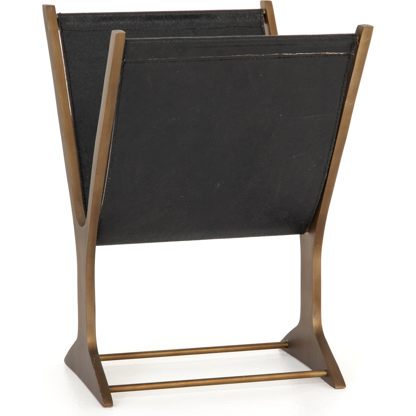 007 SI-1715255 | Additional Silo | Feldman Magazine Rack by Four Hands in rustic brass, perforated black. Made from aluminum, faux leather in a cottage & farmhouse style.