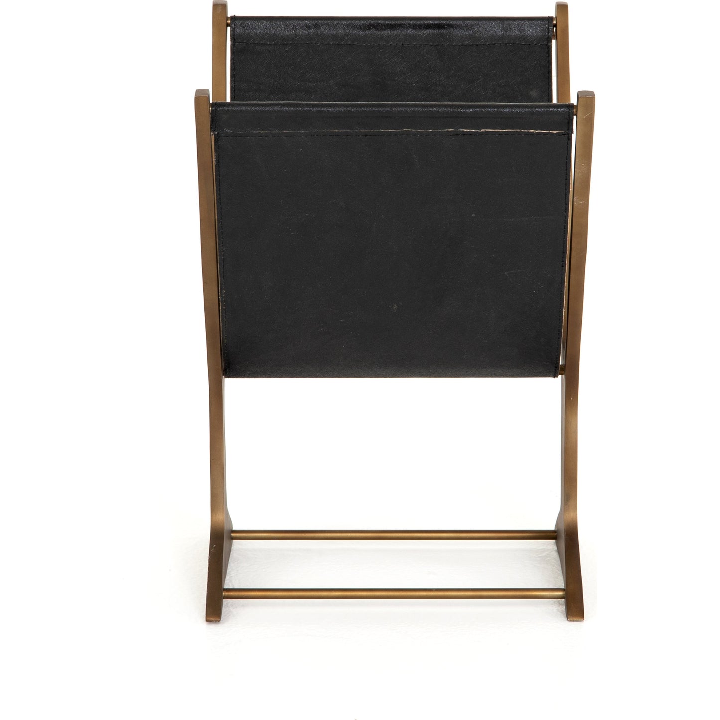 004 SI-1715255 | Additional Silo | Feldman Magazine Rack by Four Hands in rustic brass, perforated black. Made from aluminum, faux leather in a cottage & farmhouse style.