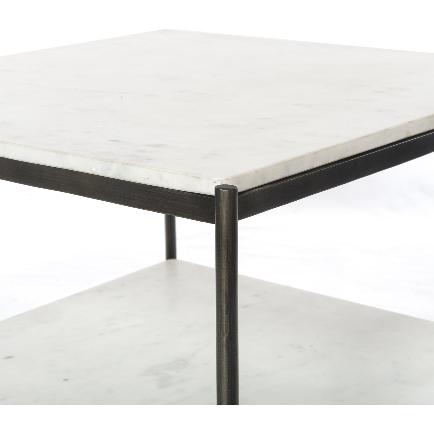 003 SI-1715262 | Additional Silo | Felix Bunching Table by Four Hands in hammered grey w/clear powder coat, polished white marble and hammered gray, polished white marble. Made from solid marble, iron in a modern style.