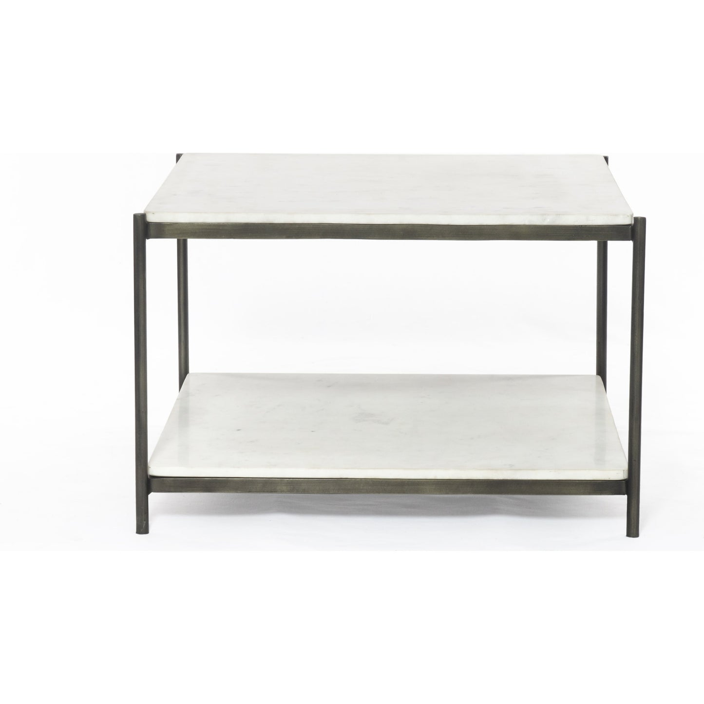 004 SI-1715262 | Additional Silo | Felix Bunching Table by Four Hands in hammered grey w/clear powder coat, polished white marble and hammered gray, polished white marble. Made from solid marble, iron in a modern style.