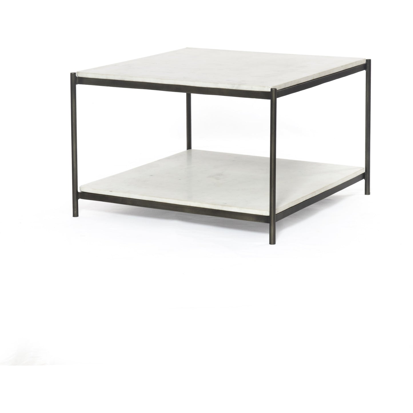 002 SI-1715262 | Additional Silo | Felix Bunching Table by Four Hands in hammered grey w/clear powder coat, polished white marble and hammered gray, polished white marble. Made from solid marble, iron in a modern style.