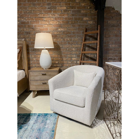 Carmen Club Chair by LH Imports in boucle cream. Made from unique in a transitional style.