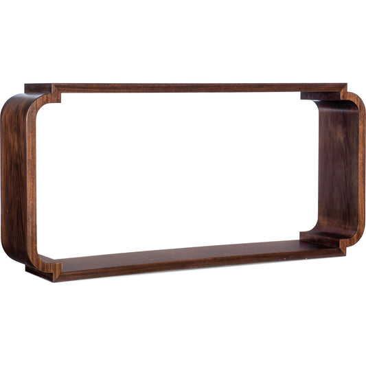 Melange Kingston Console Table by Hooker Furniture in dark swirl mahogany. Made from swirl mahogany veneers in a modern style.