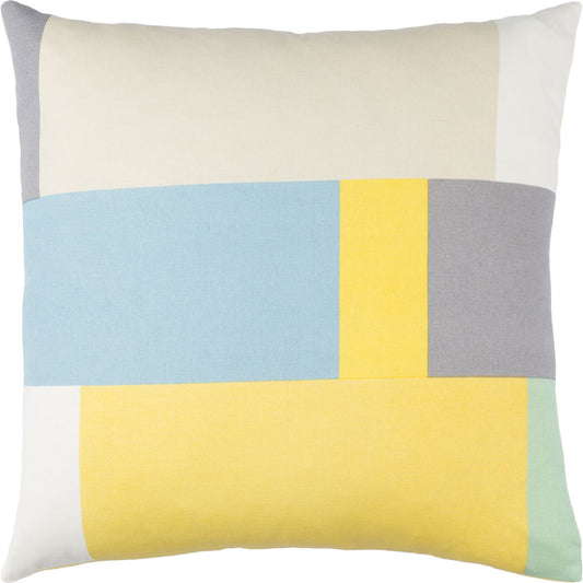 000 S-231259,S-231260 | Primary Silo | Lina Pillow by Surya in beige, yellow, aqua. Made from 100% cotton in a modern style.