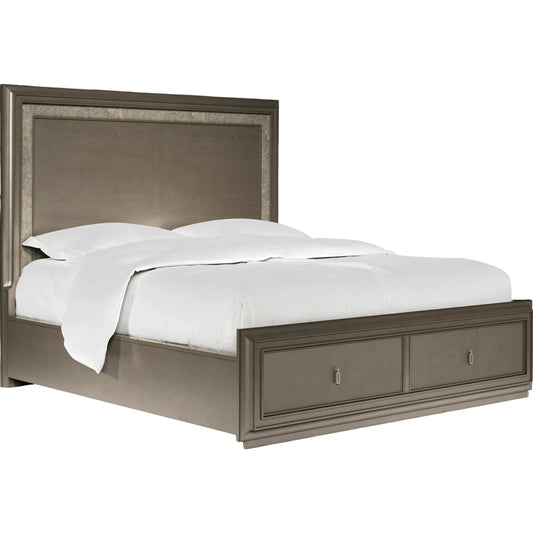 004 SI-2334440,SI-2334441 | Primary Silo | Cove Panel Storage Bed by A.R.T. Furniture in mica. Made from rubberwood solids, primavera veneers, cork, metal in a traditional style.