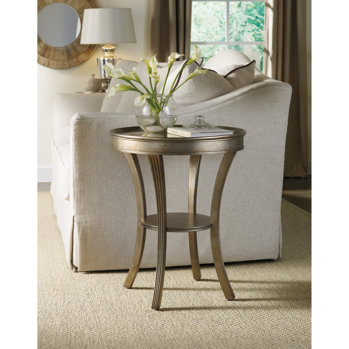 003 SI-1749621 | Lifestyle | Sanctuary Mirrored Accent Table by Hooker Furniture in visage. Made from mirror in a transitional style.