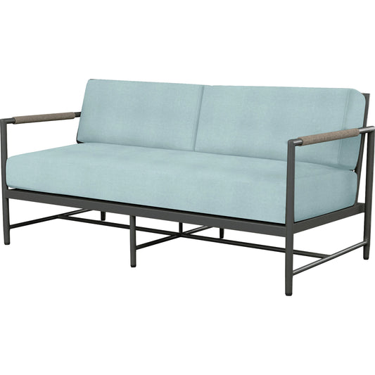 Pietra Outdoor Loveseat by Sunset West in graphite. Made from olefin rope in a modern style.