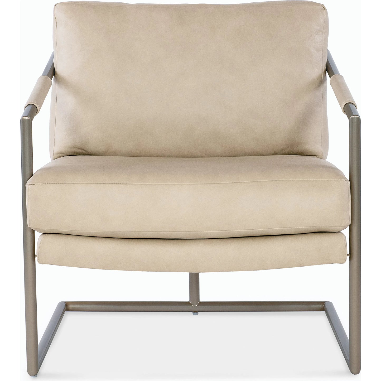 004 SI-2185851 | Additional Silo | Moody Metal Chair by Hooker Furniture in beige. Made from leather and polished stainless steel in a modern style.