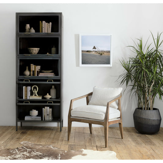 Aviva Barrister Cabinet by Four Hands in gunmetal. Made from tempered glass, iron in a modern style.