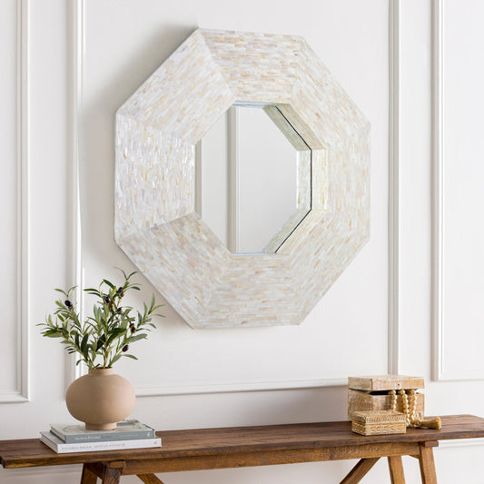 Iridescent - 32278 by Surya in ivory and inlaid. Made from frame: shell, frame (substrate): manufactured wood in a modern style.