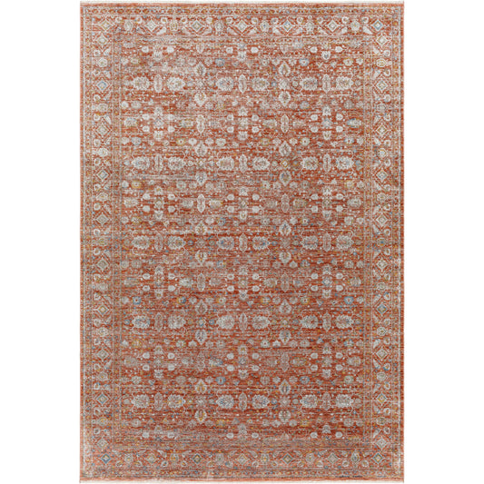 001 SI-1923086,SI-1923087 | Primary Silo | Isfahan Rug by Surya in rust, gray, black, tan, olive, amber. Made from main: 73% viscose, main: 20% polyester, main: 7% acrylic in a traditional style.