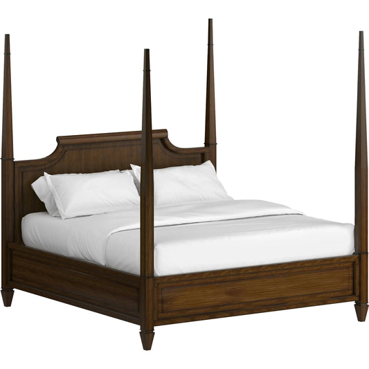 Eave Panel Bed by A.R.T. Furniture in hazelnut. Made from poplar, parawood solids, walnut veneer in a traditional style.
