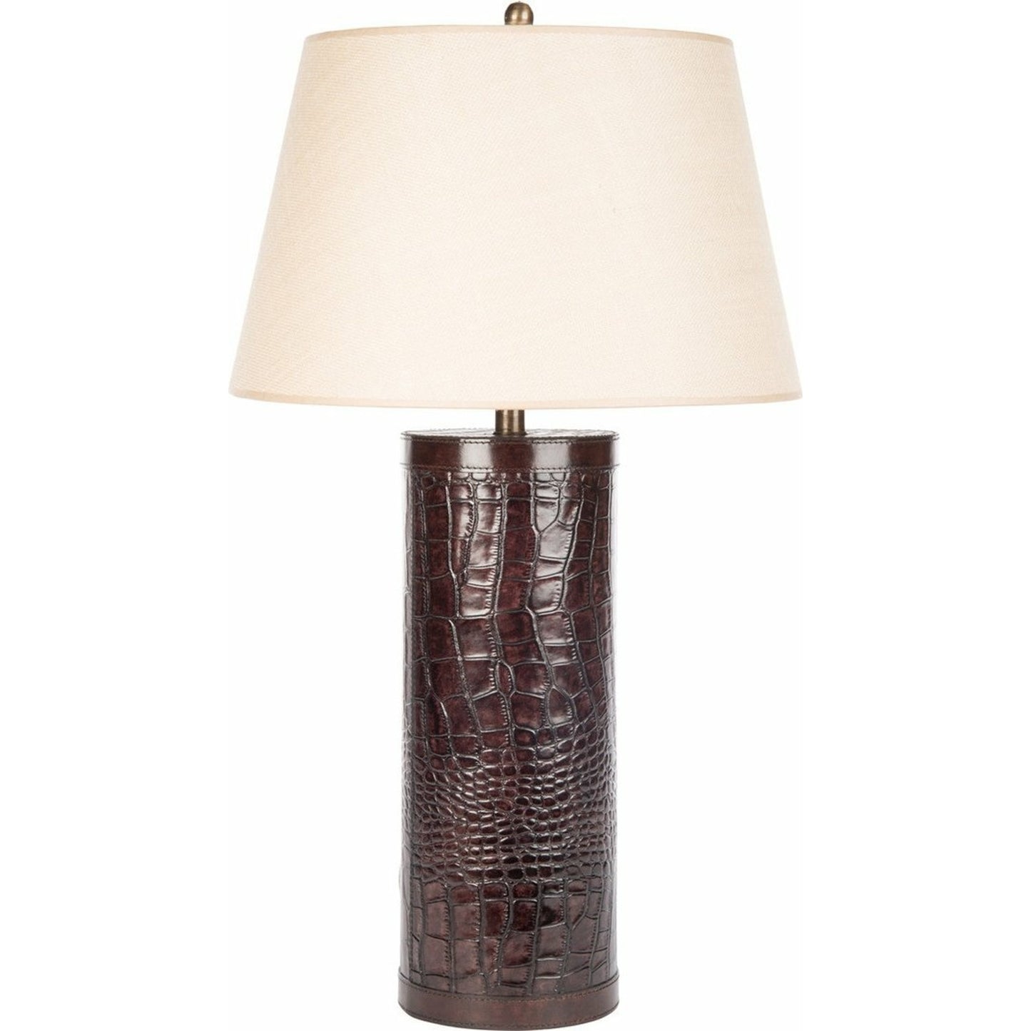 001 SI-1771122 | Primary Silo | Davidoff Lamp by Bradburn Home in dark brown. Made from linen, leather in a traditional style.