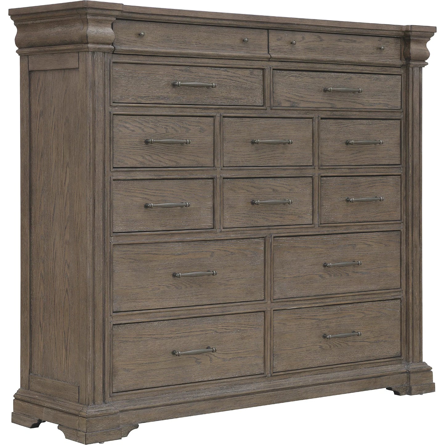 001 SI-2383583 | Primary Silo | Madison Ridge 14 Drawer Master Chest by Pulaski Furniture in natural bark. Made from flat-cut white oak wood veneers in a unique style.