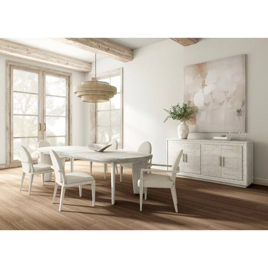 Ashlar Oval Dining Table by A.R.T. Furniture in bisque. Made from parawood solids, birch veneers, resin in a transitional style.