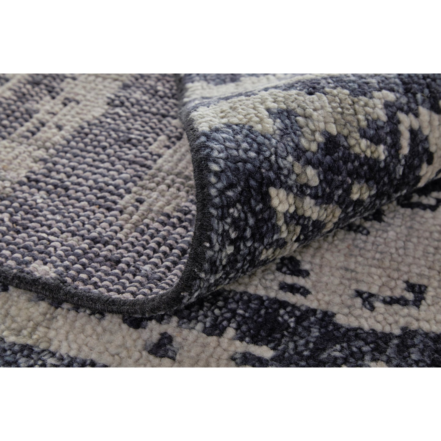 006 SI-2159052,SI-2159056,SI-2159058 | Closeup | Altmar Rug - T18T6035 by Thom Felicia by Feizy Rugs in blue, gray, taupe. Made from wool in a unique style.