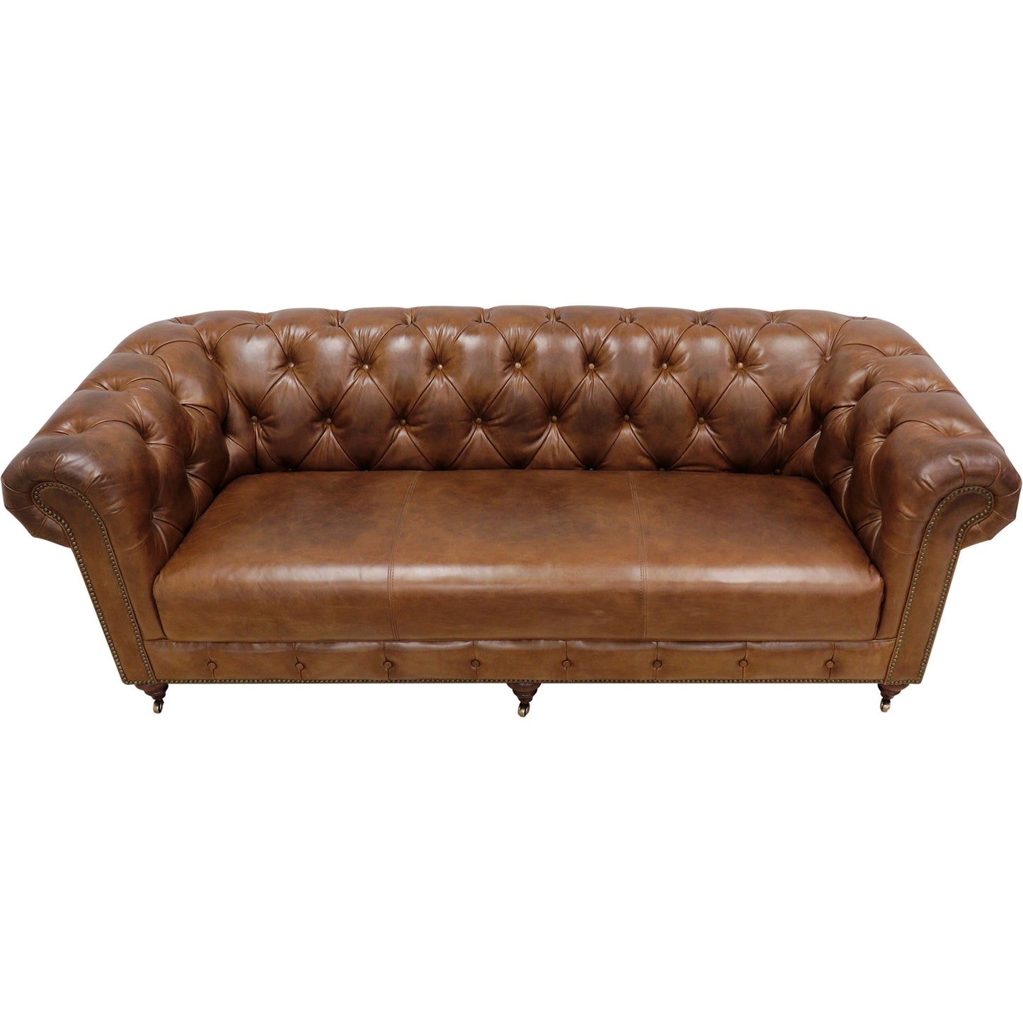 003 SI-2030354 | Additional Silo | Paris Club Chesterfield Sofa by Pasargad Home in brown. Made from top grain vintage cigar finish leather in a transitional style.