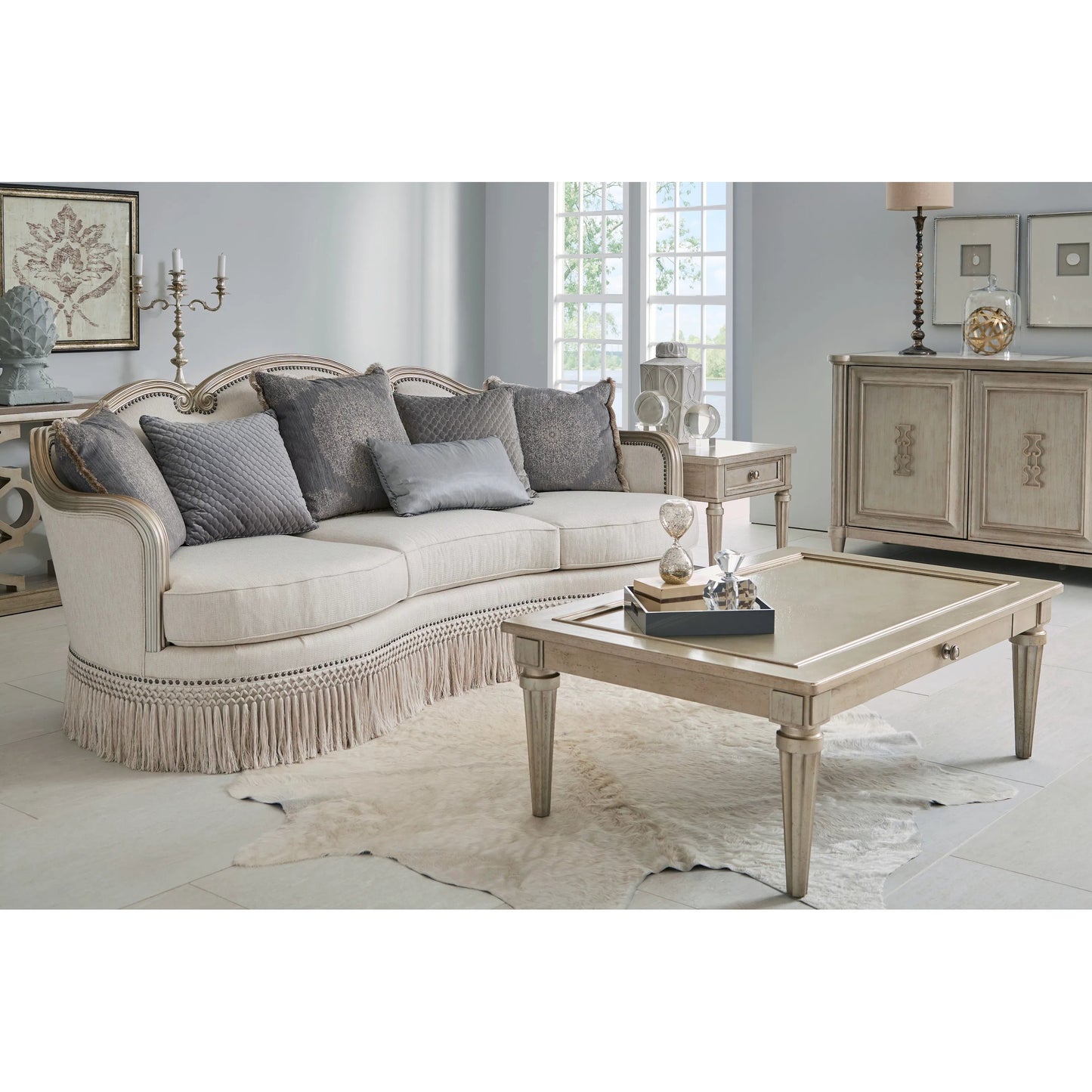 007 SI-1946529 | Lifestyle | Morrissey Kirke Cocktail Table by A.R.T. Furniture in silver and bezel. Made from parawood solids, primavera veneers in a transitional style.