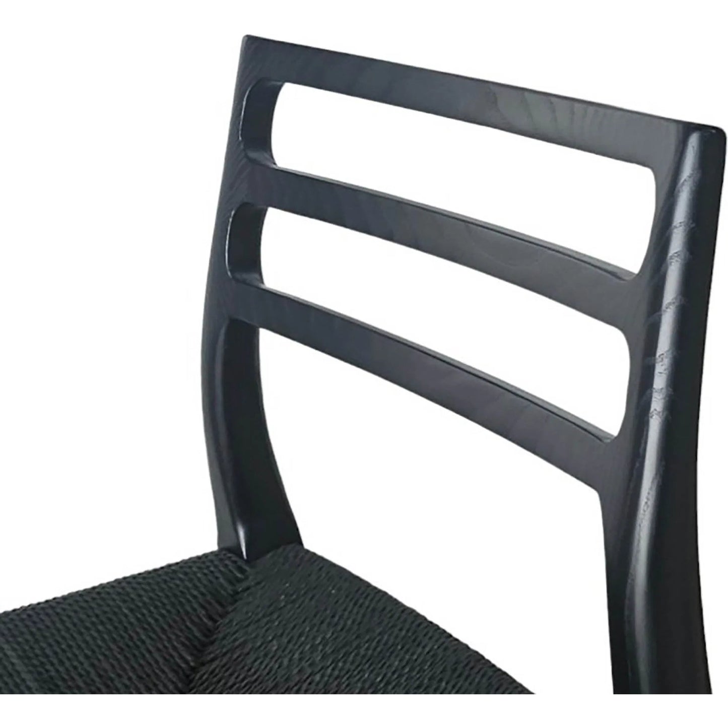 010 SI-2325087 | Closeup | Java Counter Stool by LH Imports in black and black. Made from ash wood, blacked dyed paper rope, metal in a rustic style.