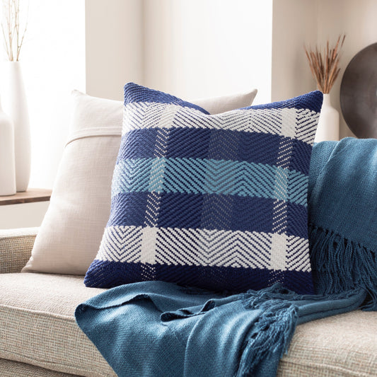 Jacobean Pillow - 6701 by Surya in dark blue, denim. Made from 100% cotton in a eclectic & global style.