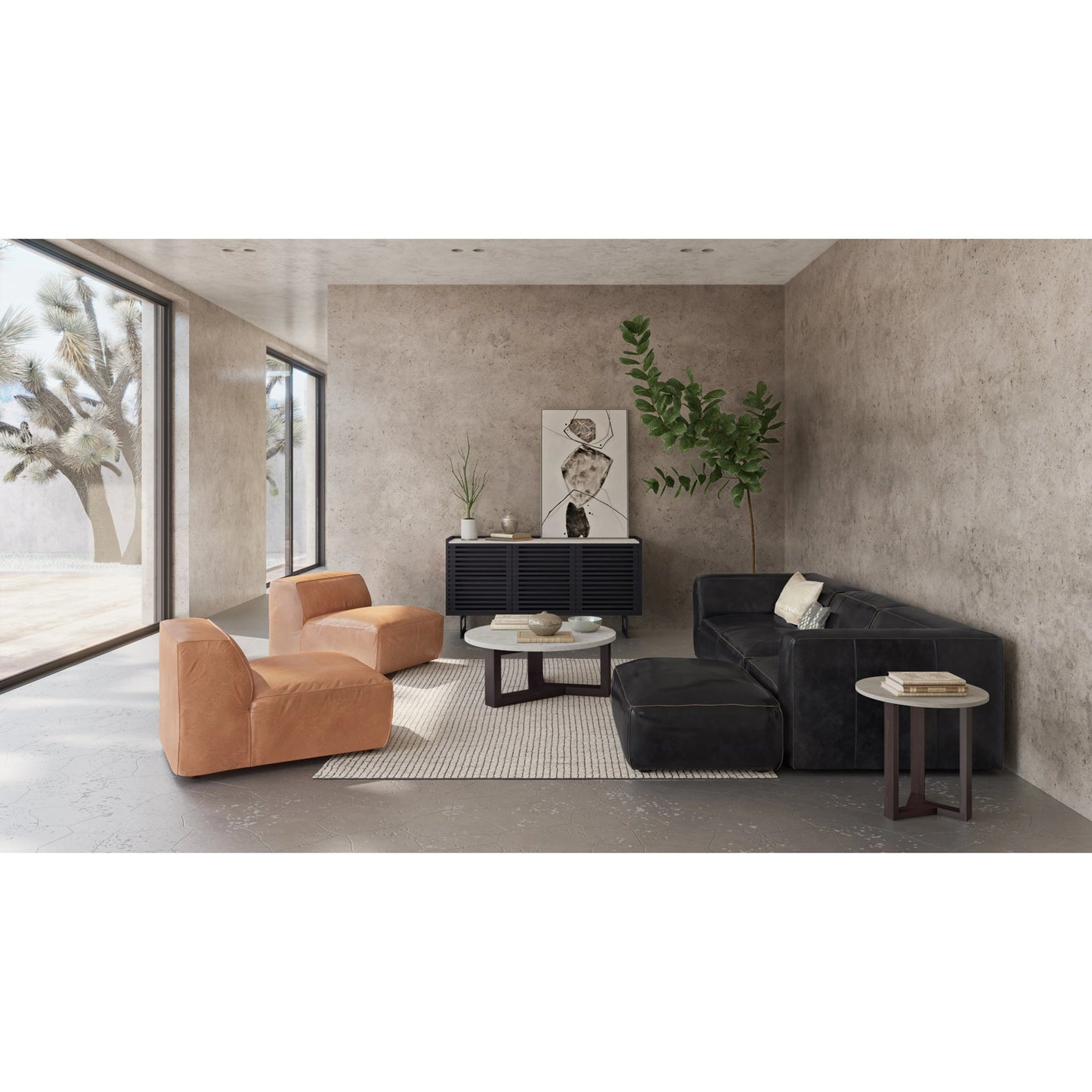 006 SI-2122023 | Lifestyle | Paloma Sideboard by Moe's Home Collection in charcoal grey. Made from marble, steel legs, mdf in a modern style.