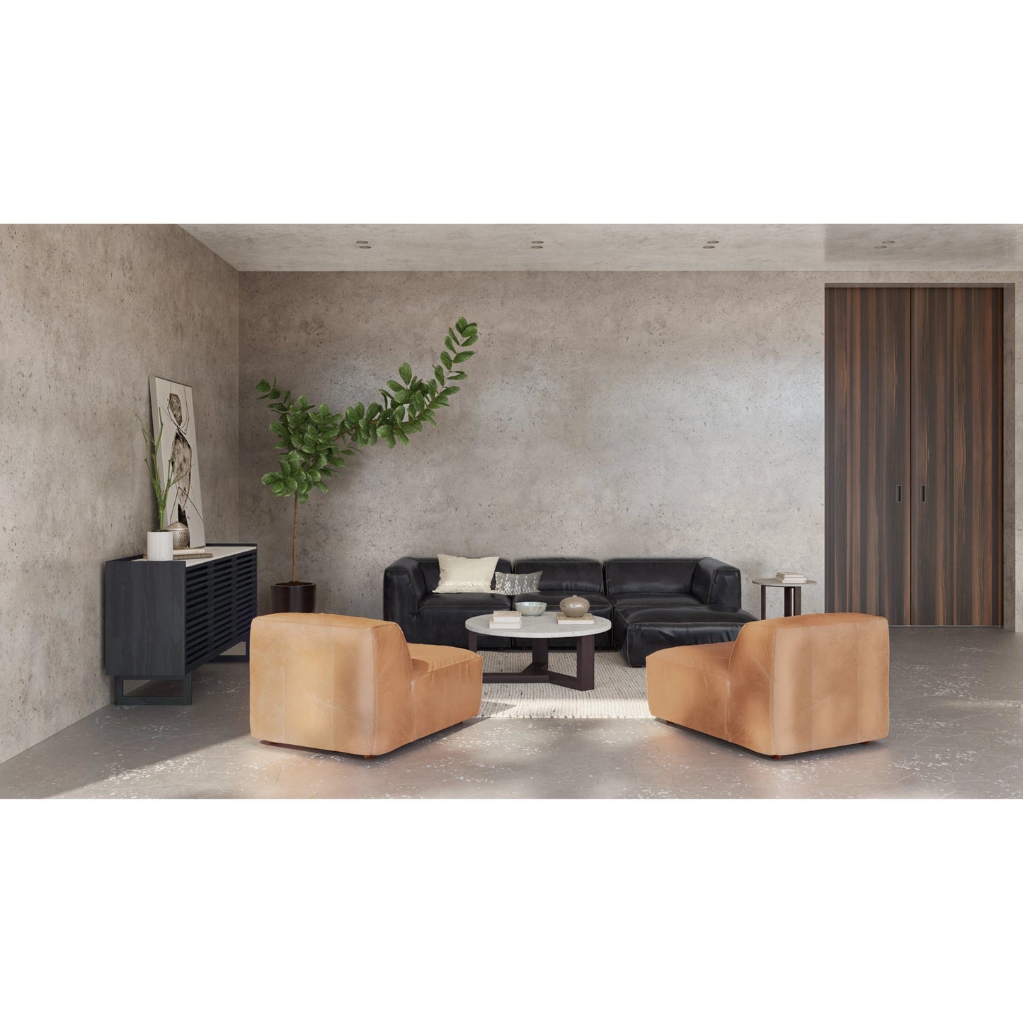 007 SI-2122023 | Lifestyle | Paloma Sideboard by Moe's Home Collection in charcoal grey. Made from marble, steel legs, mdf in a modern style.