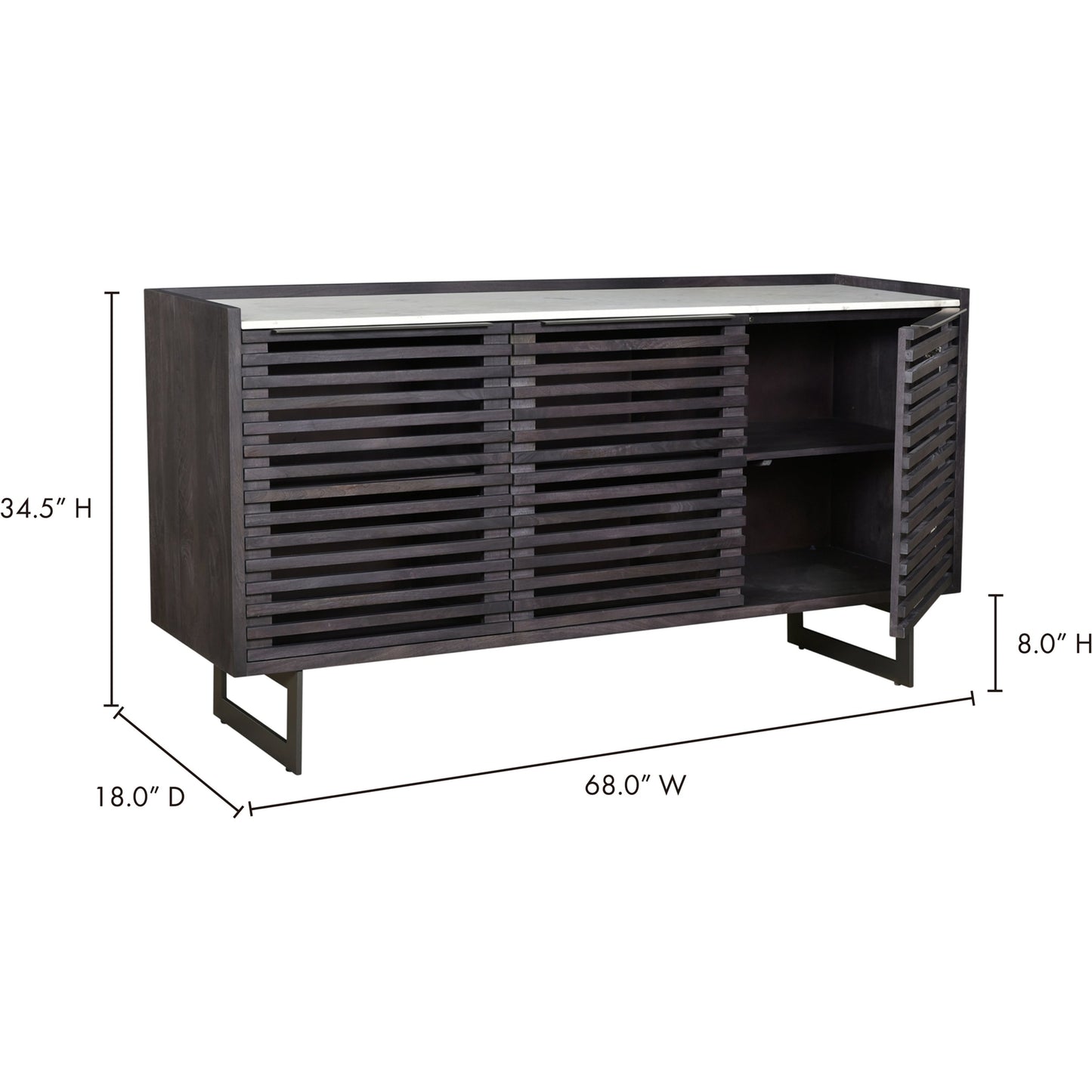 009 SI-2122023 | Lifestyle | Paloma Sideboard by Moe's Home Collection in charcoal grey. Made from marble, steel legs, mdf in a modern style.