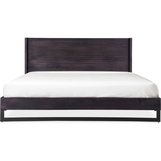 Paloma Bed by Moe's Home Collection in charcoal grey. Made from solid mango, steel legs, wood slats in a modern style.