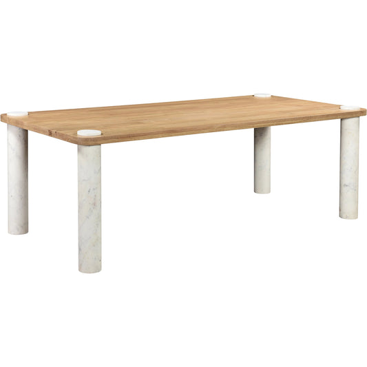 Century Dining Table by Moe's Home Collection in natural. Made from solid oak top, white banswara marble legs in a modern style.