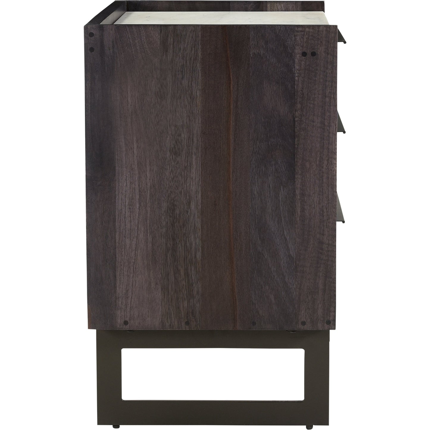 005 SI-2122017 | Additional Silo | Paloma 3 Drawer Chest by Moe's Home Collection in charcoal grey. Made from solid mango wood, white banswara marble top, steel legs in a modern style.