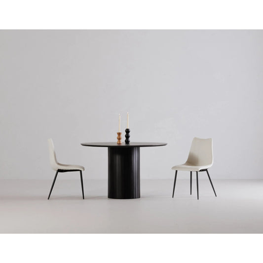 Povera Round Dining Table by Moe's Home Collection in black. Made from solid acacia wood in a modern style.