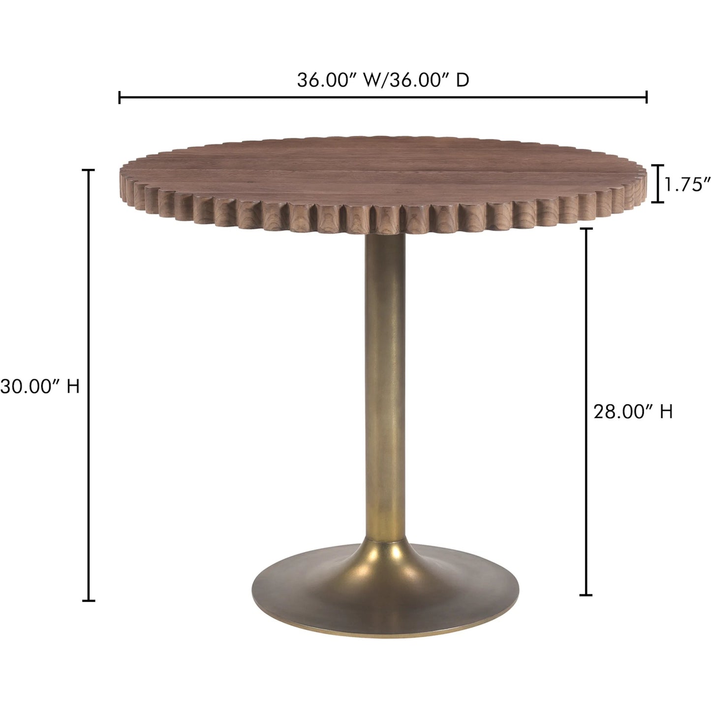 005 SI-2253904 | Lifestyle | Nomi Cafe Table by Moe's Home Collection. Made from solid oak top, antiqued, brass iron base, cast iron bottom in a transitional style.