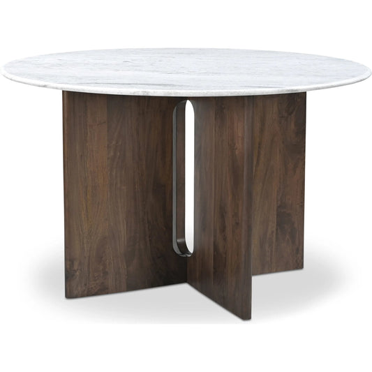 Stanley Dining Table Marble by Moe's Home Collection in grey. Made from giana grey marble, mango wood, mdf, metal in a traditional style.