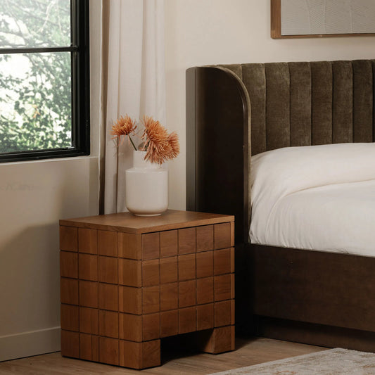 Gia Nightstand by Moe's Home Collection in brown and honey oak. Made from oak wood, oak veneer in a unique style.