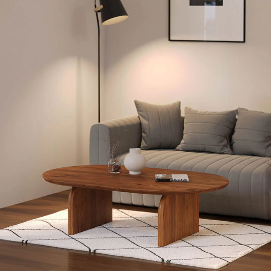 Domingo Coffee Table by LH Imports in brown and pecan. Made from solid acacia in a unique style.