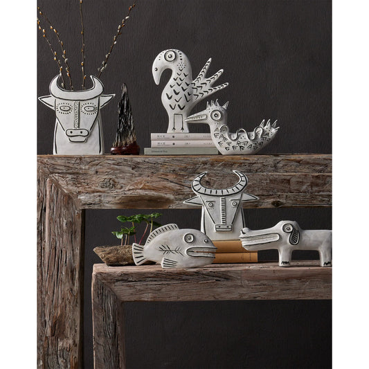 Eunice the Duck by Currey and Company in washed white, black. Made from porcelain in a eclectic & global style.