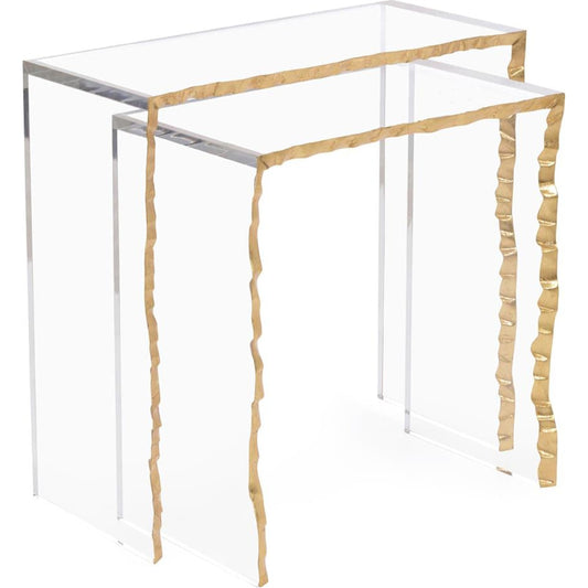 Gold-Leaf Edge Nesting Tables by John-Richard in gold and gold. Made from unique in a modern style.