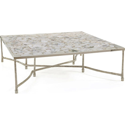 Artigas Cocktail Table by John-Richard. Made from white agate stone, aluminum in a modern style.