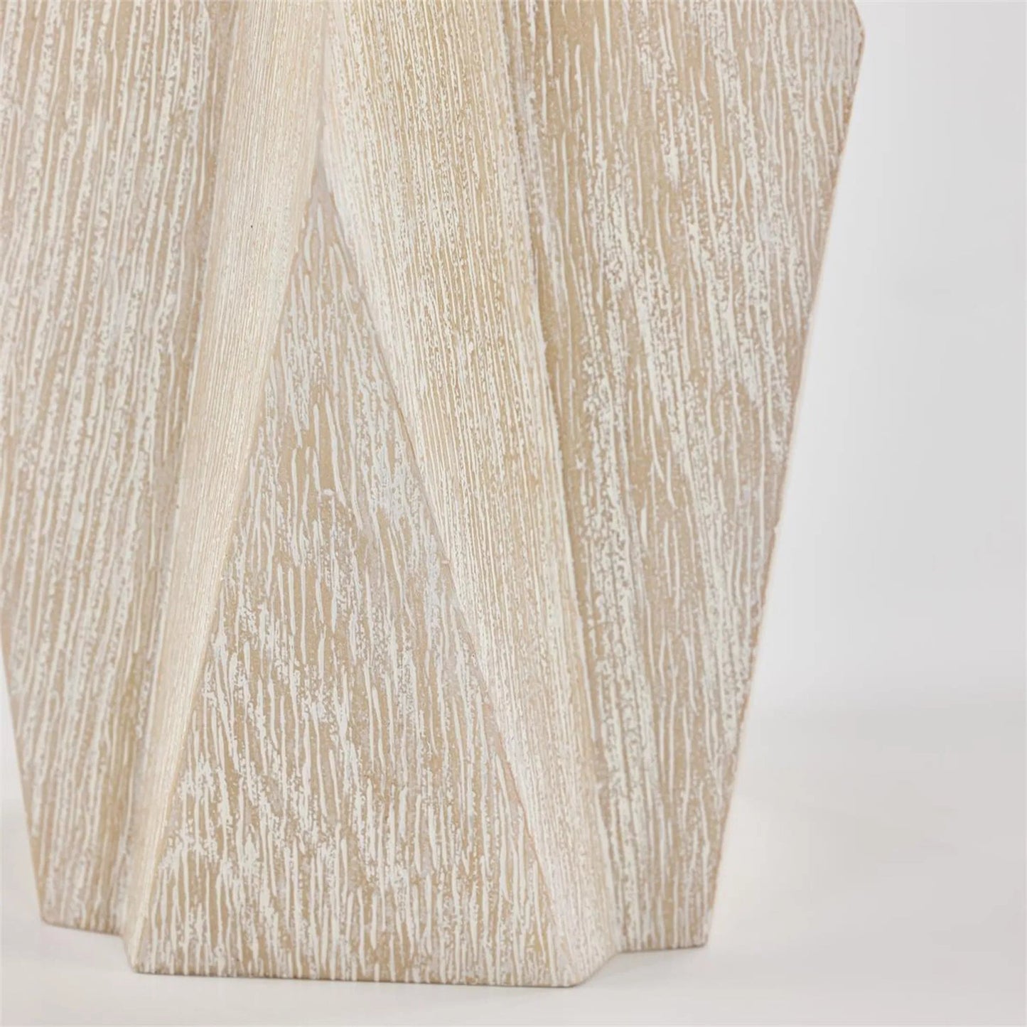 003 SI-2373041 | Closeup | Brynna Side Table by John-Richard in light brown and grey washed, polished stainless steel. Made from oak wood, steel in a transitional style.
